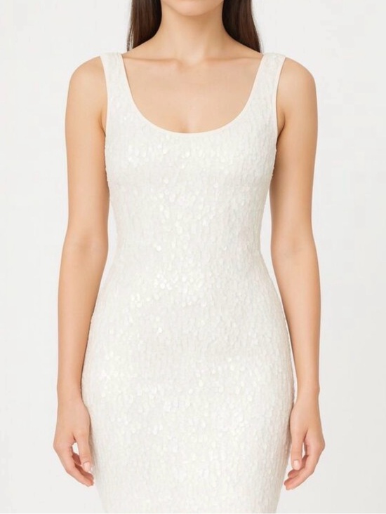 White House Black Market Dresses & Skirts - White House Black Market Ivory Sequin Scoop Neck Tank Dress Size 10